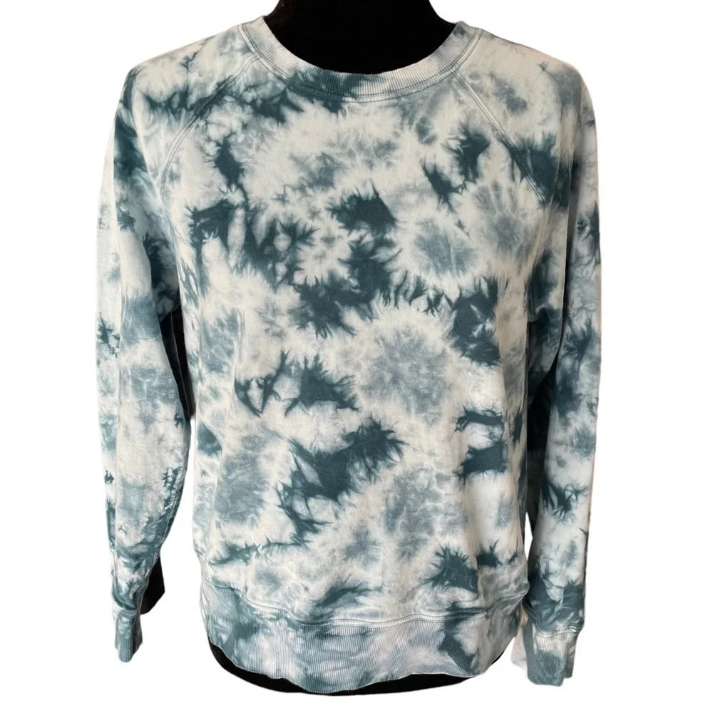 ATHLETA ( Summer 2020) Sundown Dark Surf Teal Tie Dye Sweatshirt XS